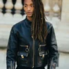 Jaden Smith Louis Vuitton SS27 Paris Black Leather Jacket
