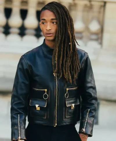 Jaden Smith Louis Vuitton SS27 Paris Black Leather Jacket