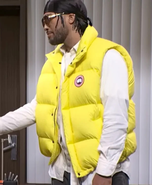 Jalen Brunson SNL Yellow Quilted Vest