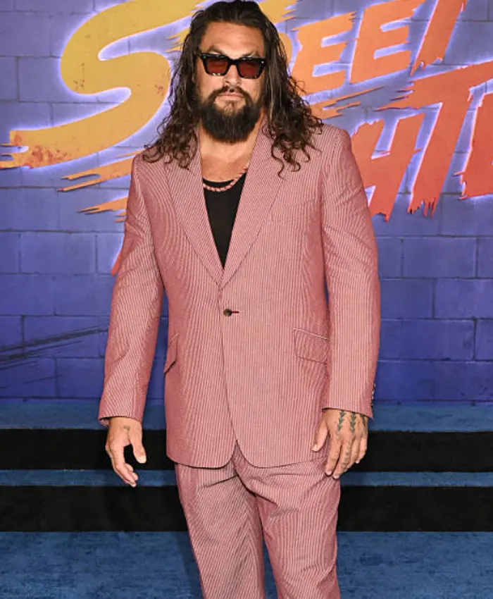 Jason Momoa Street Fighter Premiere Pink Suit