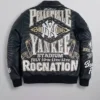 Jay-Z Pelle Pelle Yankees Navy Blue Leather Coat