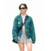 Jenna Ortega Teal Green Jacket