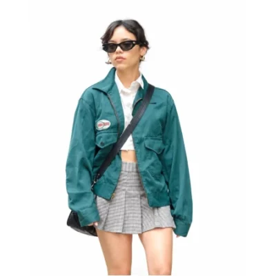 Jenna Ortega Teal Green Jacket