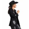 Jessica Chastain Heartland Black Floral Embroidered Coat