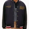 Jisoo Tommy Hilfiger Navy Wool Leather Varsity Jacket