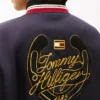 Jisoo Tommy Hilfiger Navy Wool Leather Varsity Jacket