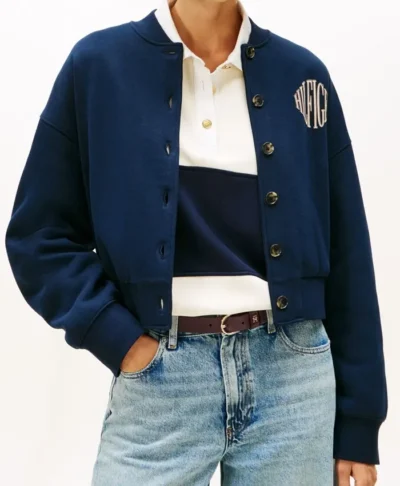 Jisoo Tommy Hilfiger Varsity Fleece Bomber Jacket