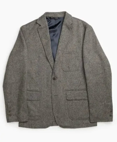 John Simons Grey Herringbone Merino Blazer