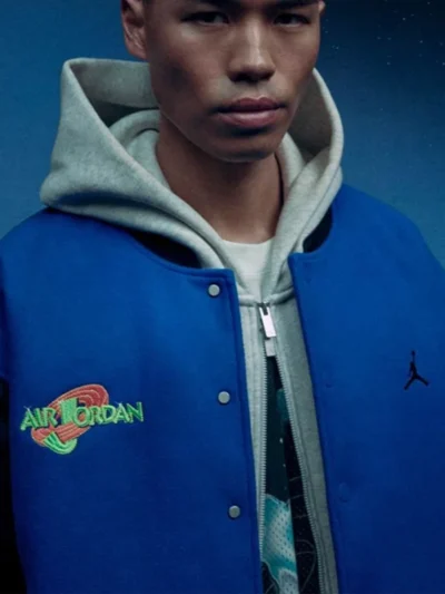 Jordan Brand Space Jam Blue Wool Varsity Jacket
