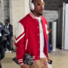Justin Jefferson Soldier Field Red Letterman Jacket