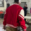 Justin Jefferson Soldier Field Red Letterman Jacket