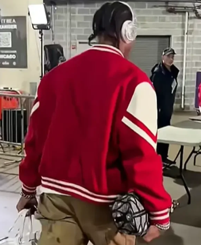 Justin Jefferson Soldier Field Red Letterman Jacket