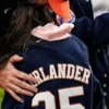 Justin Verlander 35 Navy Wool Leather Varsity Jacket