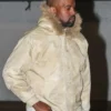 Kanye West Westwood Cream Satin Fur Hood Jacket