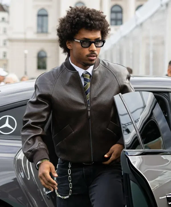 Karim Adeyemi and Loredana Leather Bomber Jacket
