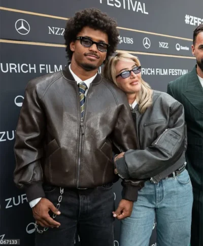 Karim Adeyemi and Loredana Leather Bomber Jacket