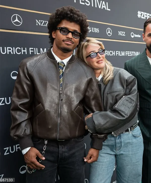 Karim Adeyemi and Loredana Leather Bomber Jacket