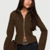 Kelehan Long Sleeve Zip Front Jacket Stonewashed Brown