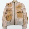 Keonho Multi Zip Beige Leather Jacket