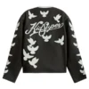 KidSuper Doves Black Leather Biker Jacket