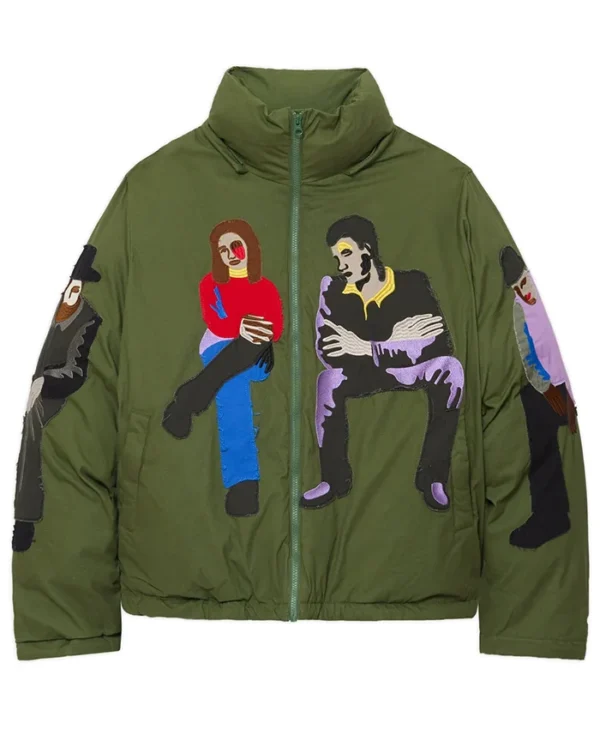 KidSuper Subway Car Patchwork Green Puffer Jacket