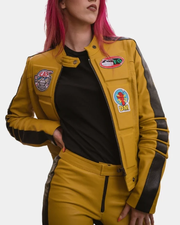 Kill Bill Uma Thurman Yellow Biker Jacket