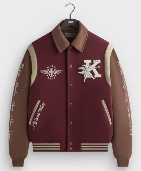 Kith x Microsuede Burgundy Wool Varsity Jacket