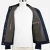 Kiton Blue Beige Cotton Suede Leather Denim Coat