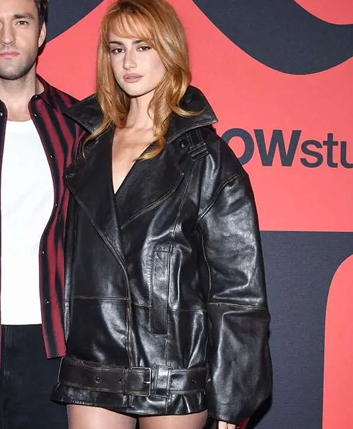LFW Grace Van Patten Leather Jacket