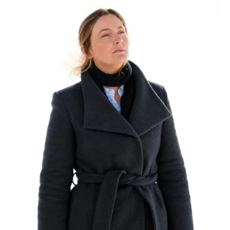 Leighton Meester Guarding Stars Charcoal Wool Coat
