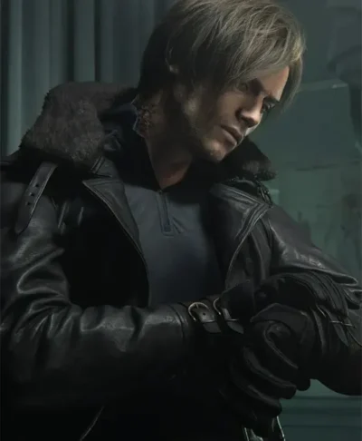 Leon S Kennedy Tactical Black Leather Zip Up Jacket