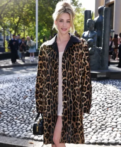 Lili Reinhart Miu Miu PFW Show Leopard Coat
