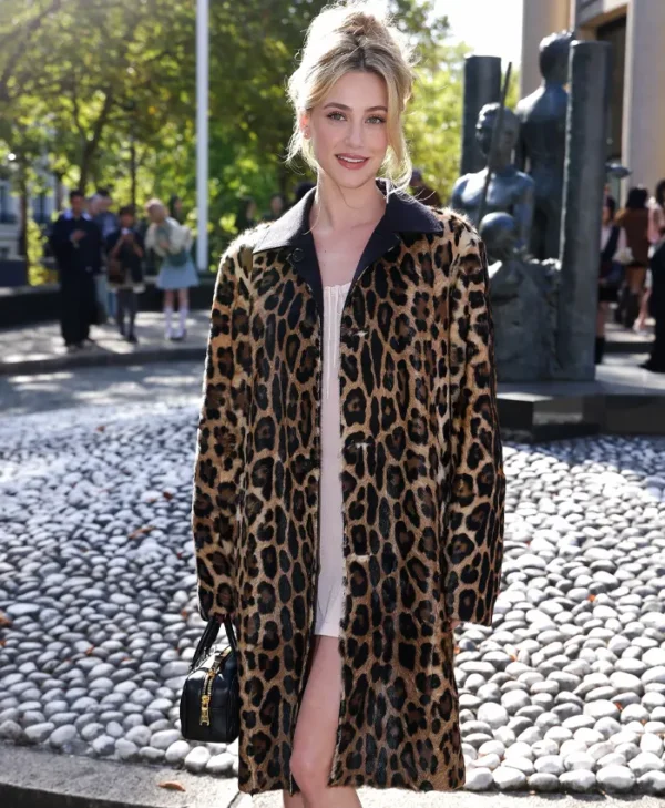 Lili Reinhart Miu Miu PFW Show Leopard Coat
