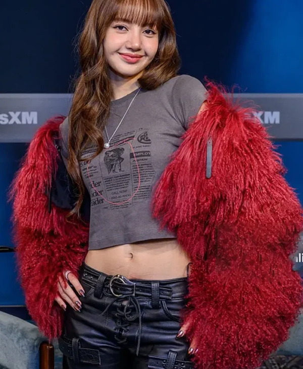 Lisa SiriusXM Studio NYC Red Fur Jacket
