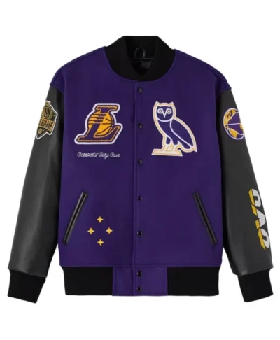 Los Angeles Lakers x OVO Raglan Full-Snap Varsity Jacket