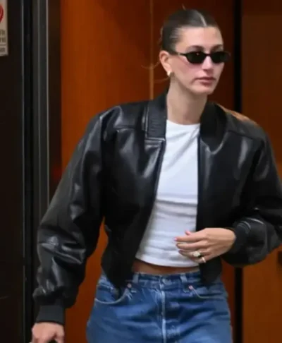 Los Angeles Street Style Hailey Bieber Leather Jacket