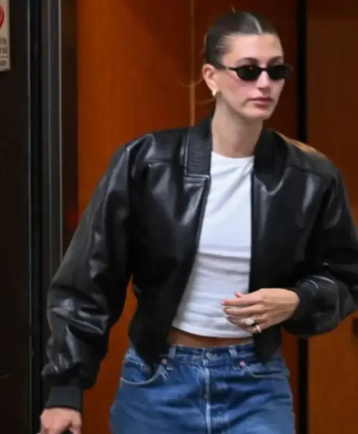 Los Angeles Street Style Hailey Bieber Leather Jacket