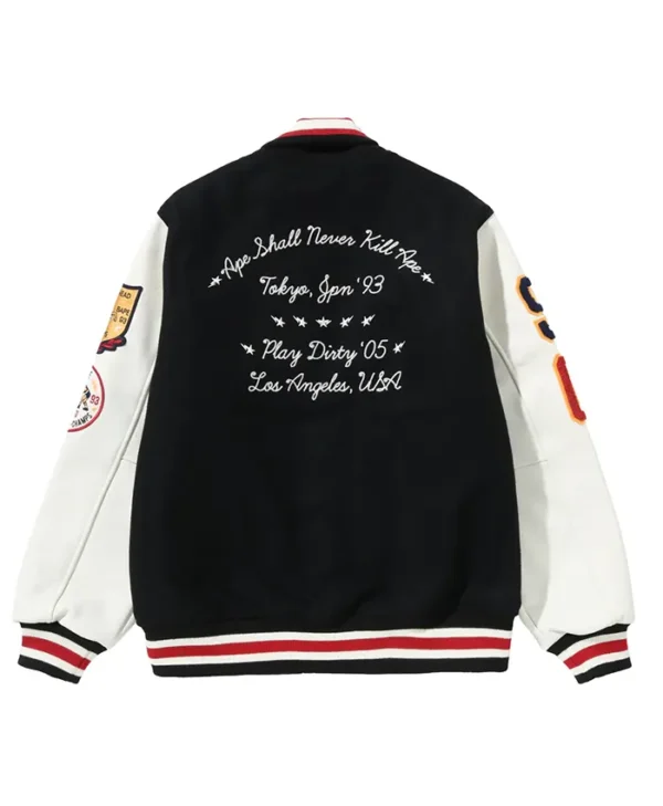 BAPE x UNDEFEATED Black Varsity Jacket - Image 2