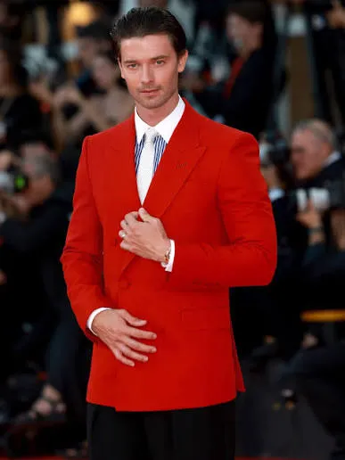 Luxury Crimson Red Wool Tailored Blazer