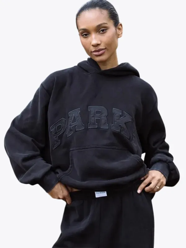 Luxury Midnight Black Varsity Halloween Hoodie