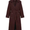 Mabel Mora Burgundy Wool Trench Coat