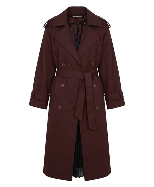 Mabel Mora Burgundy Wool Trench Coat