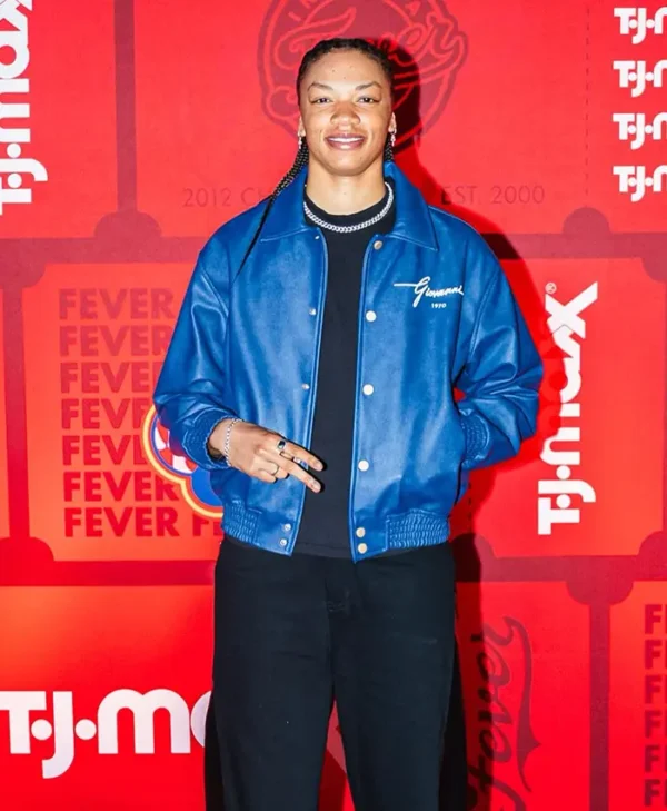 Makayla Timpson Birthday Fit Navy Leather Jacket