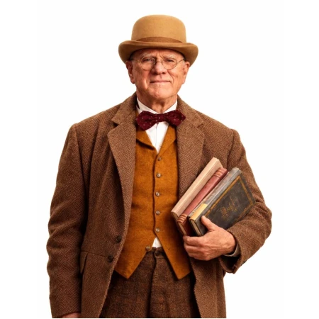 Malcolm McDowell Last Train to Fortune Brown Coat