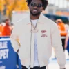 Malik Nabers Avirex Brick Leather Bomber Outerwear 2026