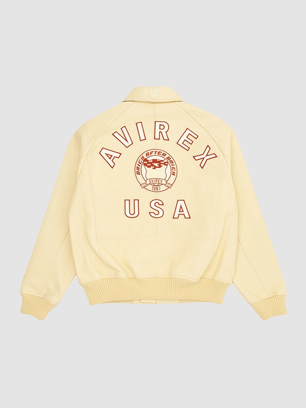 Malik Nabers Nigel Sylvester Avirex Brick Red Leather Jacket
