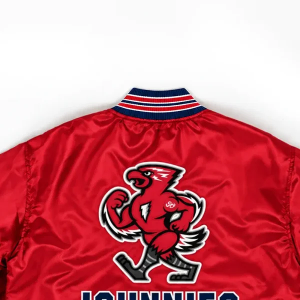 Mascot Johnnies Red White Satin Bomber Jacket