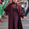 Meghan Markle Nottingham Burgundy Wool Coat