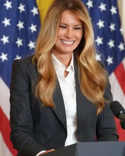 Melania Trump 2026 Pinstripe Suit