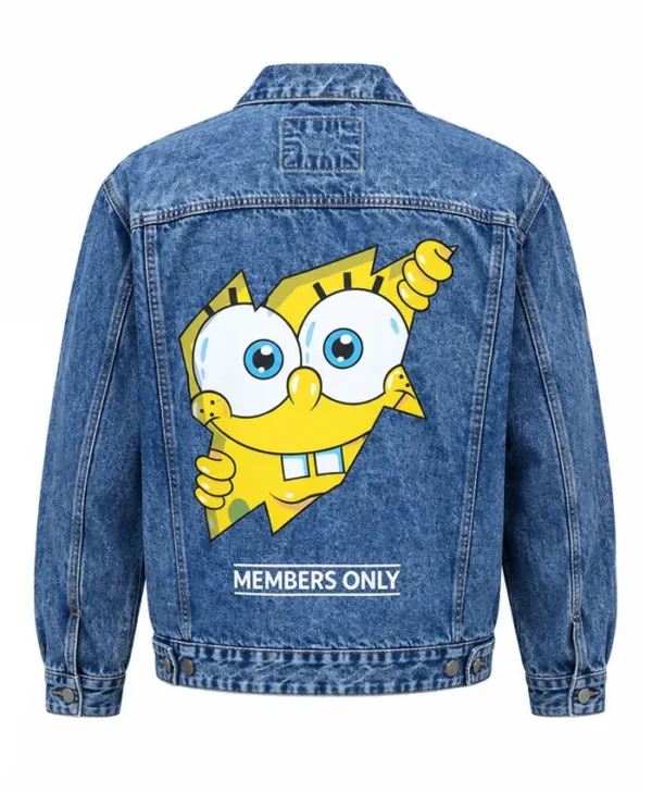Members Only Spongebob Denim Jean Trucker Jacket